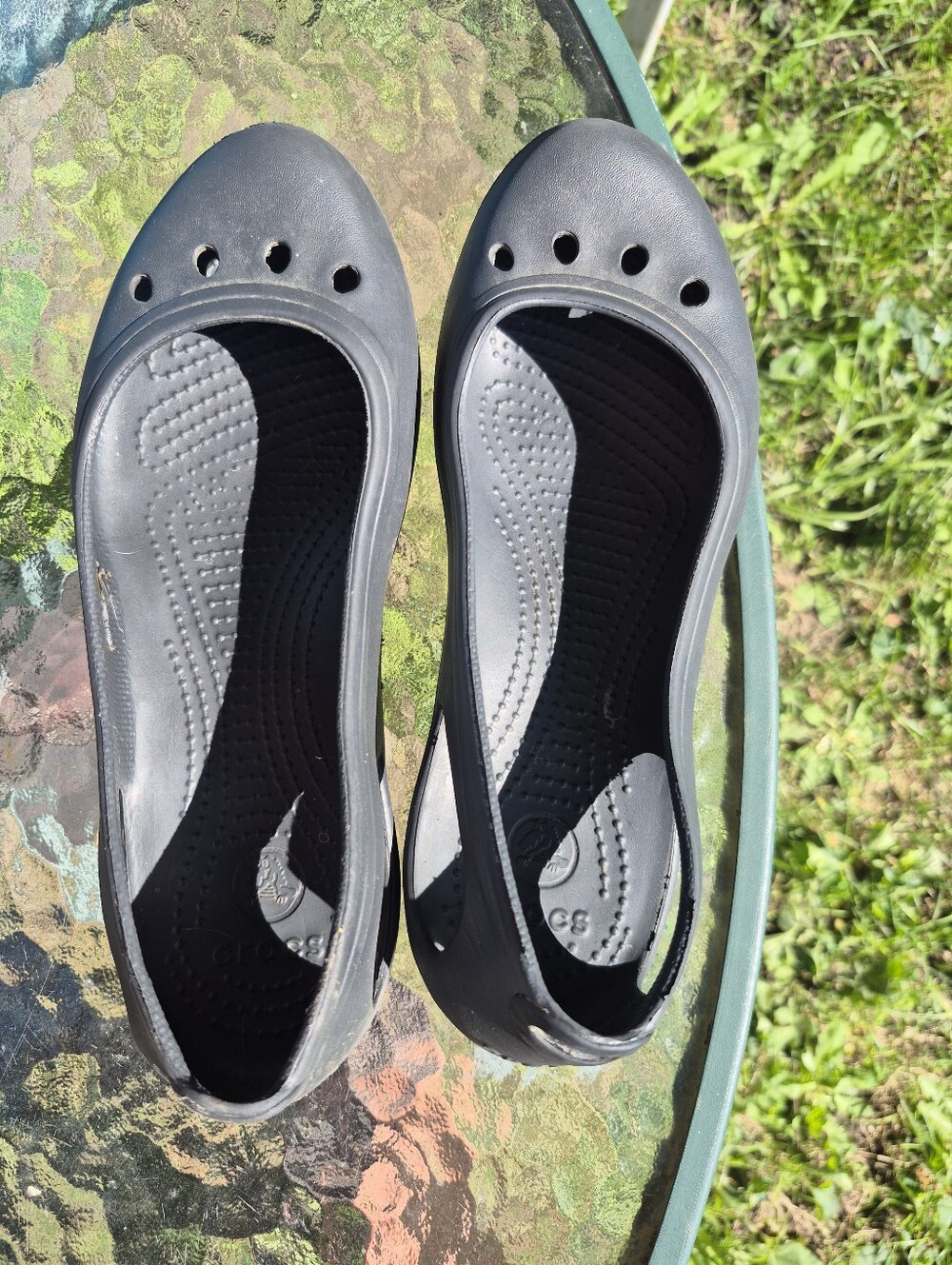 CROCS Kadee Flats. Black Slip-On Perforated Flats